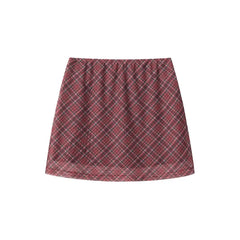 Lunivop  American Fashion Korean Cool Plaid Thin Slim T Shirts Y2k Aesthetic High Street Short Skirts Casual Punk Vintage Two Piece Sets