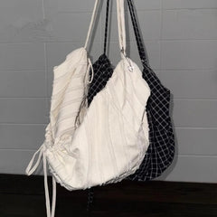 Lunivop   Casual Large Capaci Canvas Tote Bag Dstring Single oulder Folded Woven Handle Quali Crossbody Bag Faionable Trendy