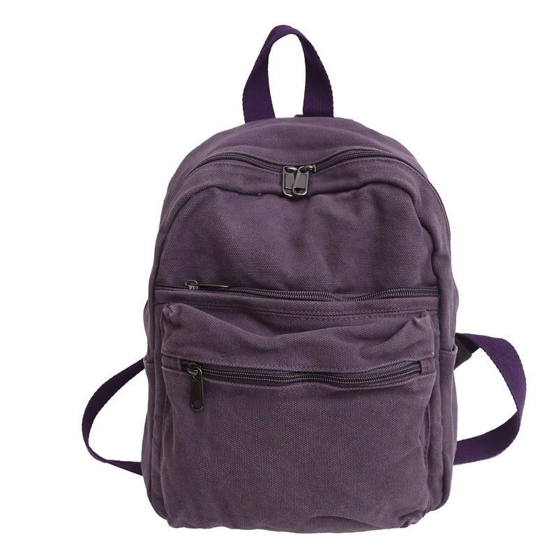 Lunivop  Small Canvas Backpacks For Women 100% Cotton School Bags For Teenage Girls Solid Purple Brand Korea Style Cloth Casual Satchels
