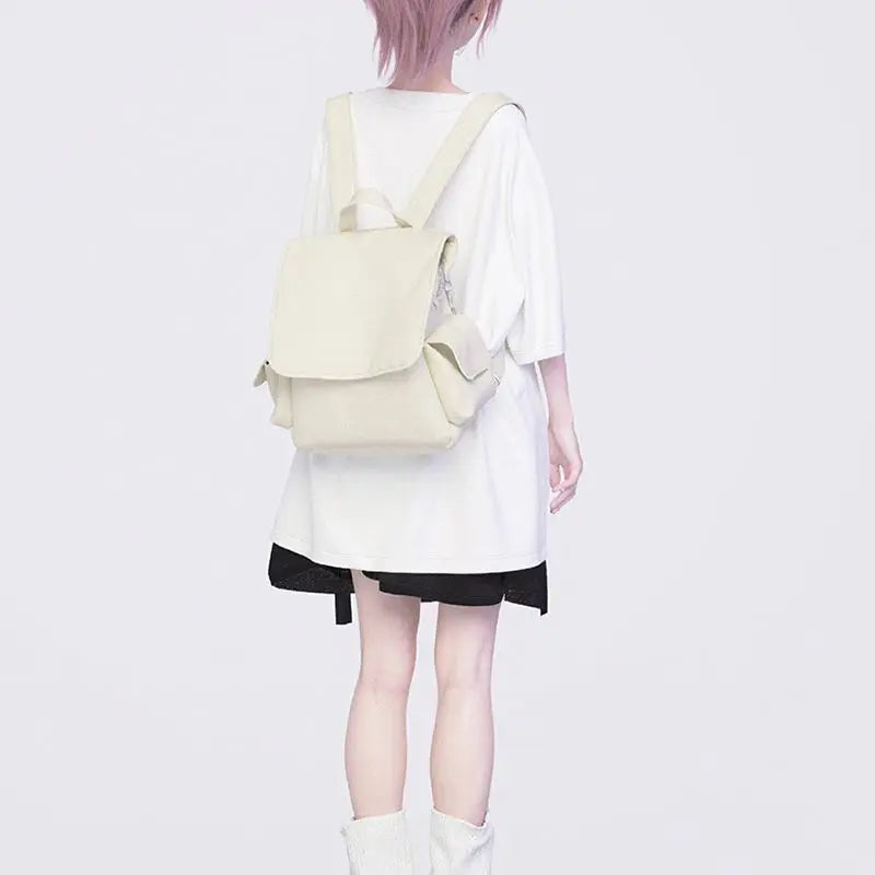 Lunivop  Ins Solid Color Student Backpack Commuter Backpacks black bag tote bag