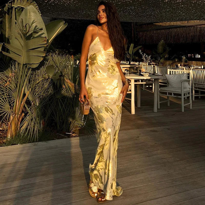 Lunivop Distressed Vintage Backless Pleated Open Back Women'S Dresses Y2K Elegant Evening Party Wholesale Prom Ladies Clothing