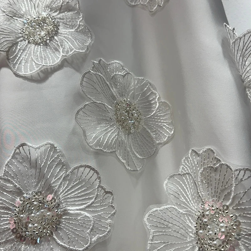 Lunivop Elegant Beautiful Women Dress 3D Floral Embroidered Flares Design Loose Sleeveless Summer Dresses