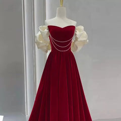 Lunivop  Women Off The Shoulder Prom Dress Princess Velvet  Korea Fashion Sweetheart Neck A Line Formal Graduation Evening Party Gown
