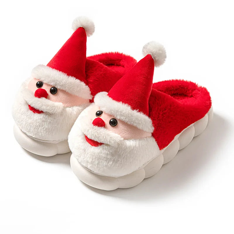 Lunivop Winter Christmas Slippers Santa Claus Fluffy Slippers Soft Warm Plush Cushion Slides Men Women Home Cotton Slippers