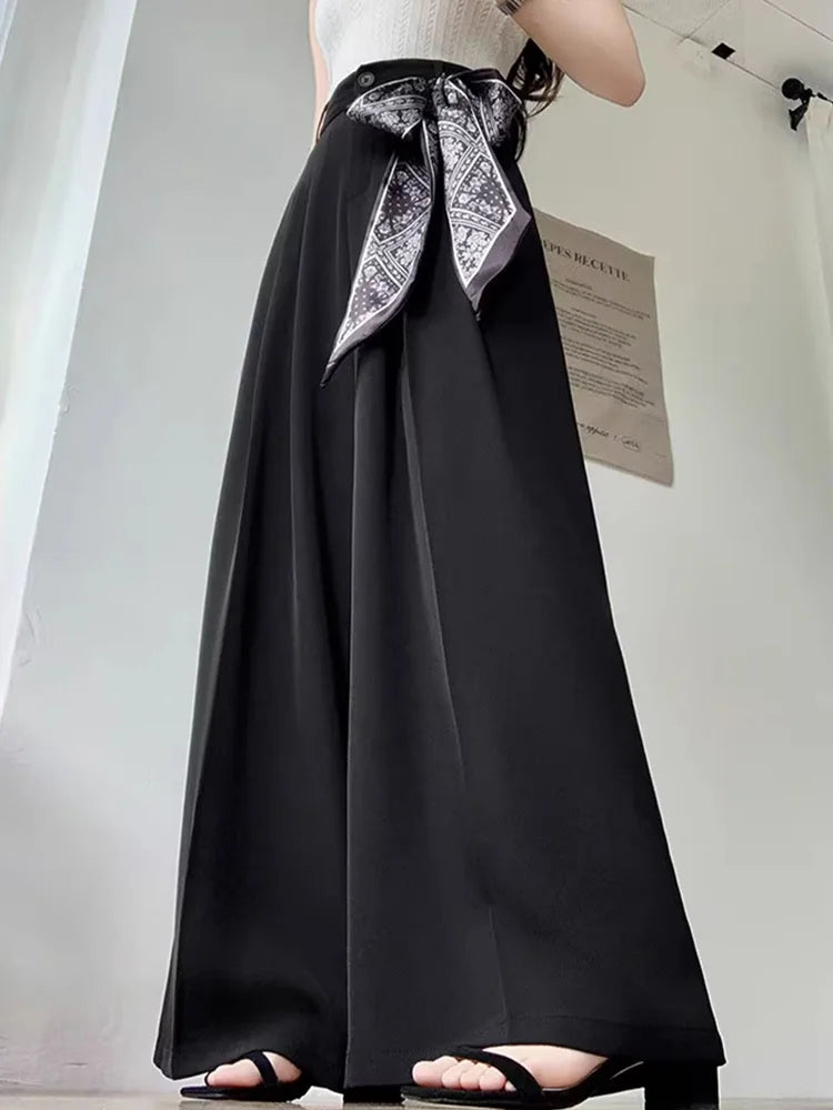 Lunivop  Chic Lace Up Suit Wide Leg Pant Women Elegant Loose High Waist Bow Trousers Korean Fashion Female Casual Sweet Pants New