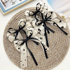 Lunivop  4-piece women satin long ribbon hair clip set, printed bow hair clip, frosted surface, fashionable and elegant hair accessories,