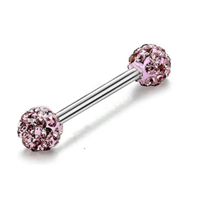 Lunivop 5mm Crystal Ball Tongue Stud Stainless Steel Piercing Body Jewelry for Women Multi Color Zircon Tongue Ring Nightclub Jewelry