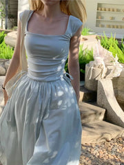 Lunivop  Summer Elegant Cotton Midi Dress Korean Short Sleeve Beach Style Sundress Party Even Office Lady Sexy Corset Dress Women