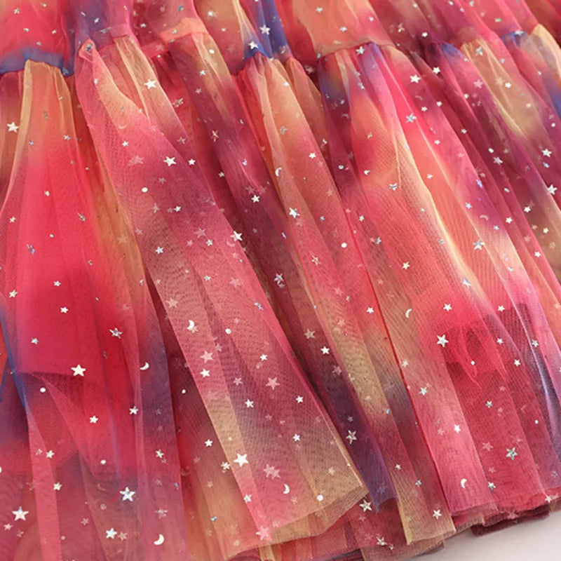 Lunivop Fashion Gradient Color Sequin Skirt Women's Large Swing Mesh Fluffy Skirts 2025 Summer New Tide