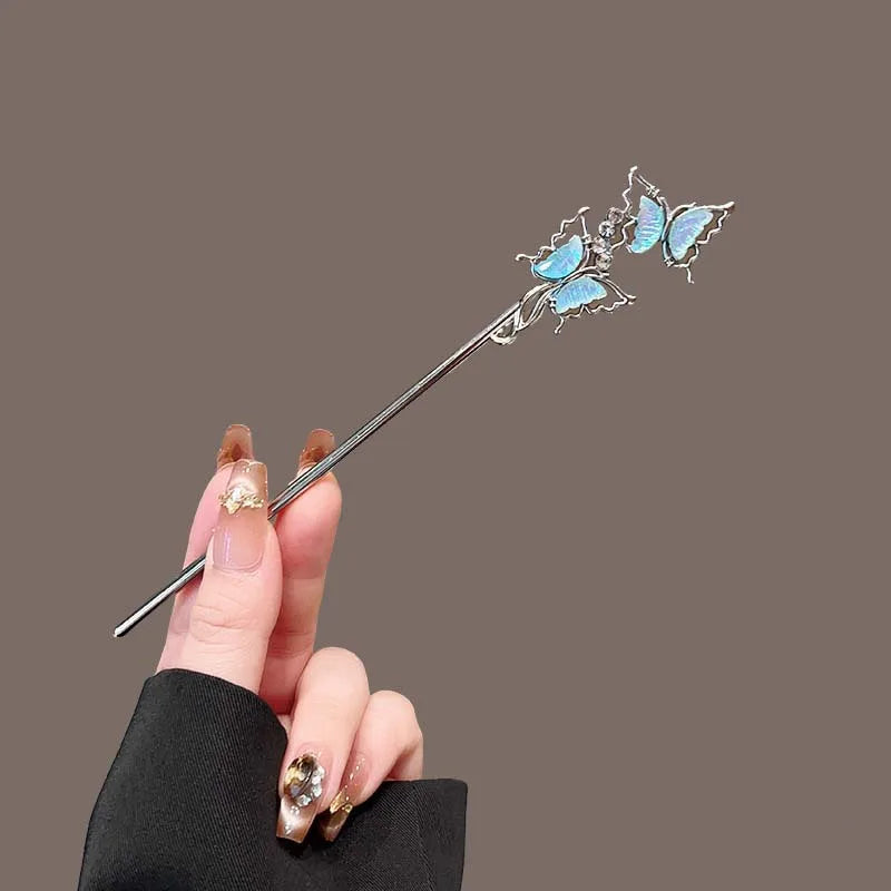 Lunivop  Vintage Moonstone Butterfly Hair Sticks for Women Fashion Metal Hanfu Hairpin Disk Hair Chopsticks Hair Accessories