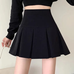 Lunivop Elegant High-waisted Pleated Skirt Autumn New Style Korean Women's Clothing Versatile Zipper-up Cropped A- skirt