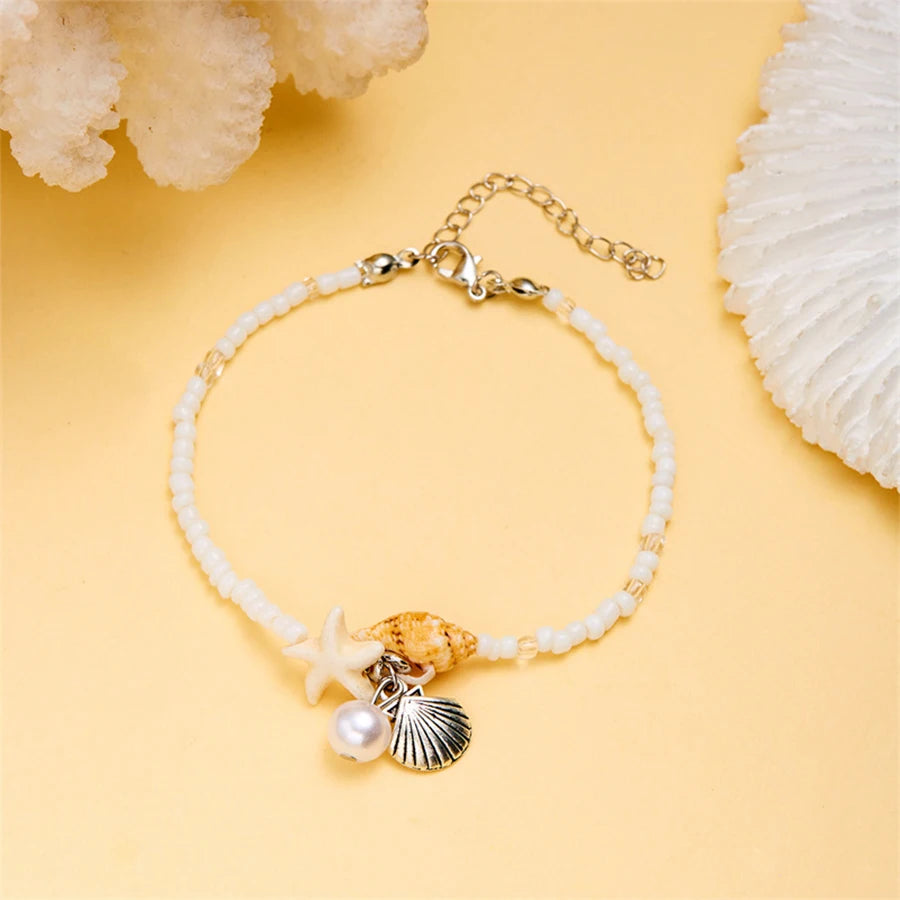 Lunivop New Trendy Simple Colorful Star Shell Pearl Pendant Bracelet for Women Niche Design Beach Holiday Jewelry Gifts