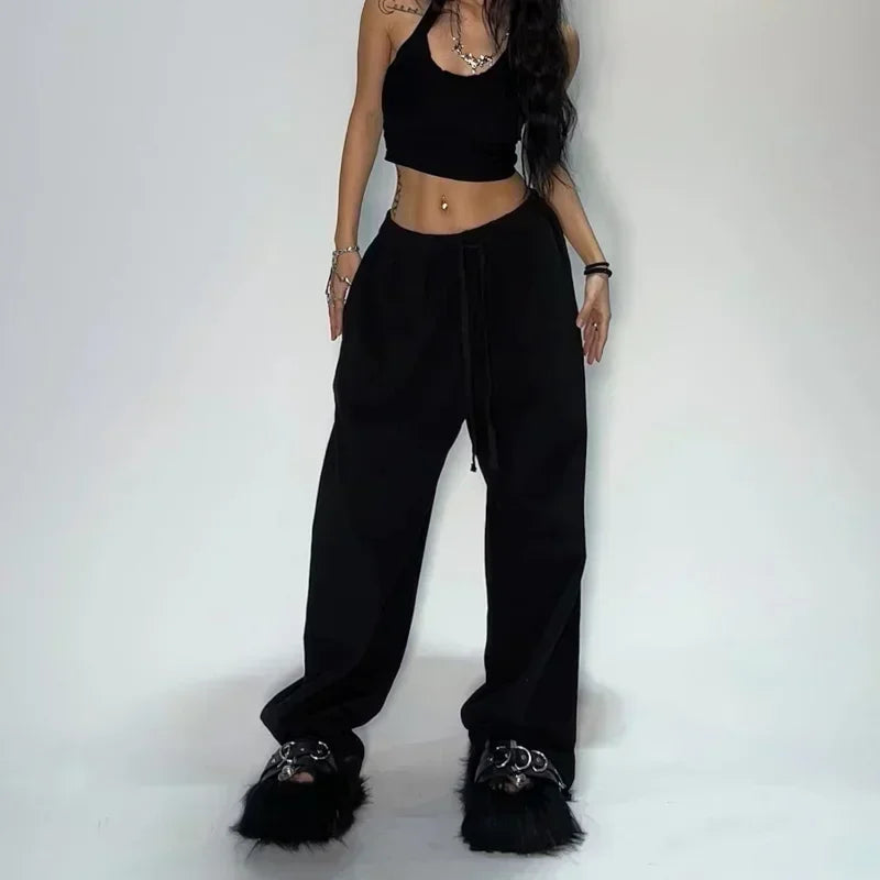 Lunivop Casual Gray Sweatpants Women Wide Leg Black Joggers Classic Baggy Streetwear Oversized Sports Female Trousers All-match