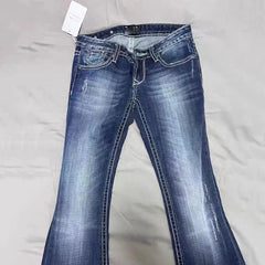 Lunivop  Retro Blue Low Rise Flare Jeans for Women Korean Slim Fit Elastic Denim Pants Woman Streetwear Hot Girl Y2K 2000S Jean Trousers