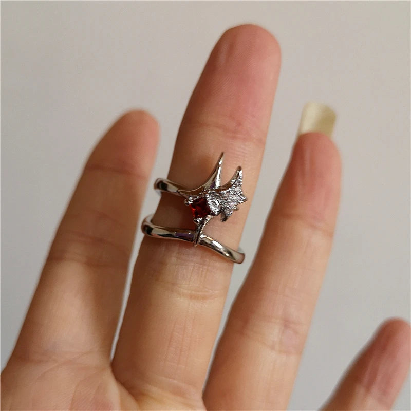 Lunivop Liquid Irregular Red Crystal Heart Pearl Star Rings Women Y2K Gothic Animal Ring Aesthetic Creative Grunge Jewelry Accessories