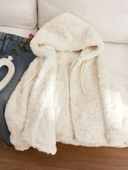 Lunivop Sweet White Faux Lamb Coat Women Cute Long Sleeve Winter Warm Jacket Preppy Style Vintage Korean Female Casual Zipper Tops