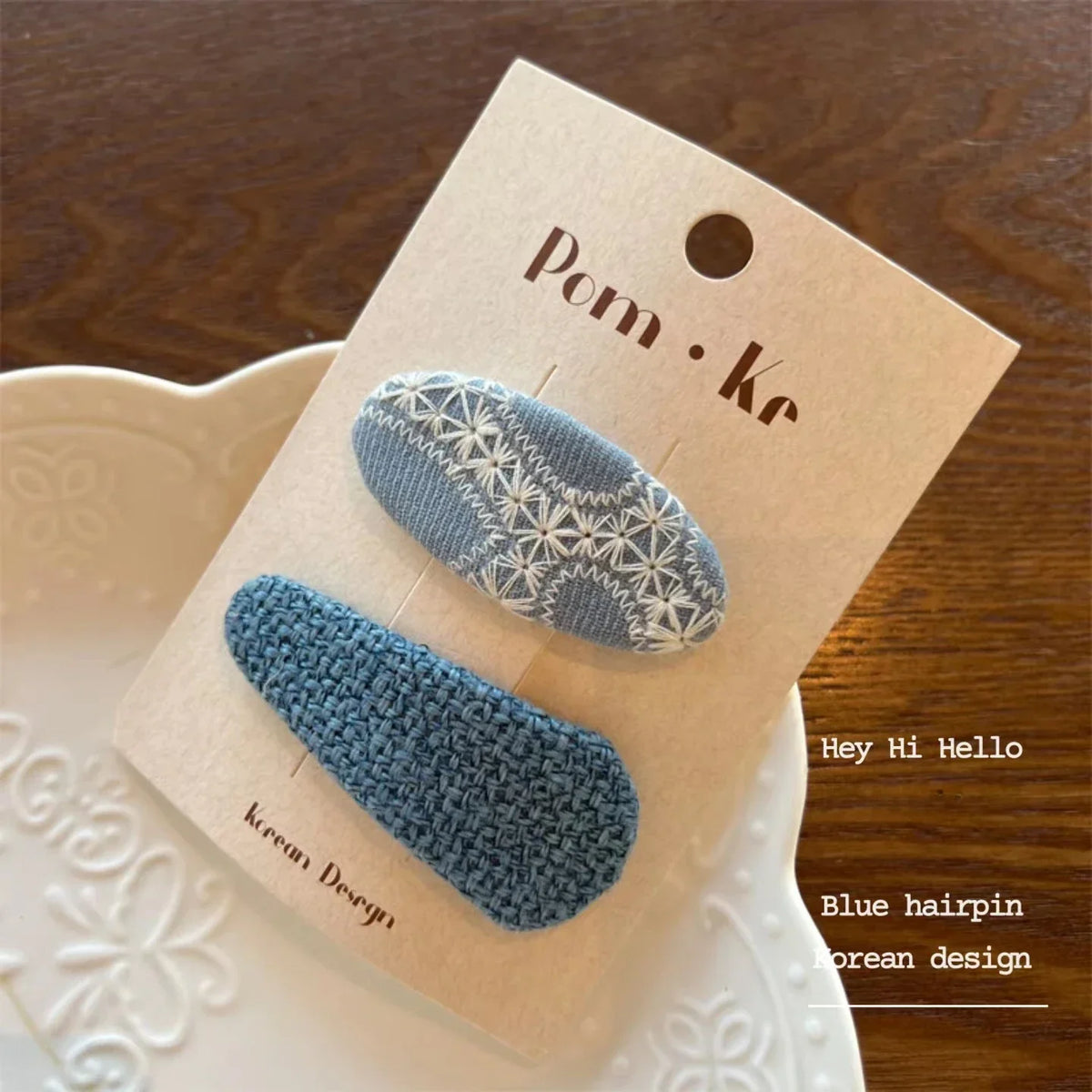 Lunivop  2pcs New Cute Cotton Embroidered Denim Hair Clips for Girls Sweet Flower Hairpins BB Clips Kids Fashion Hair Accessories