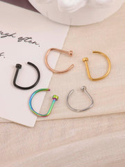 Lunivop  New Curved Barbells Fake Nose Piercing D Shaped Tragus Helix Stud Earring Hoop Septum Stainless Steel Ring Nostril Body Jewelry