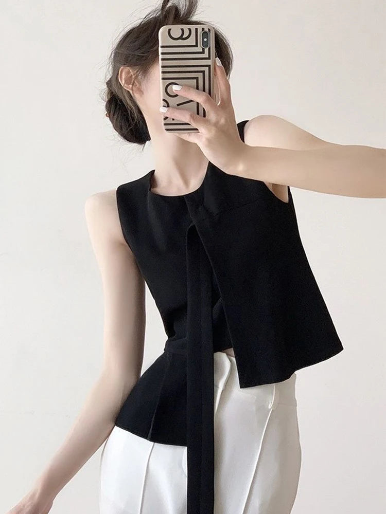 Lunivop  Fashion White Tanks Women Irregular Sexy Slim Sleeveless Tanks Tops Summer Korean Design Female Casual Elegant O Neck Tops
