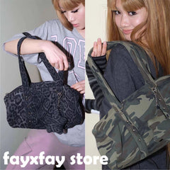 Lunivop   Expireirl Camouflage Leopard Print oulder Bag Faionable Underarm Bag with Star Design for Young Women Korean Sle