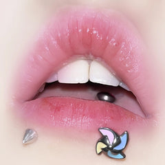 Lunivop 1pc Colorful Windmill Lip Stud Titanium Steel Cute Unique Dripping Oil Labret Piercing Ear Bone Cartilage Jewelry Girl Gifts