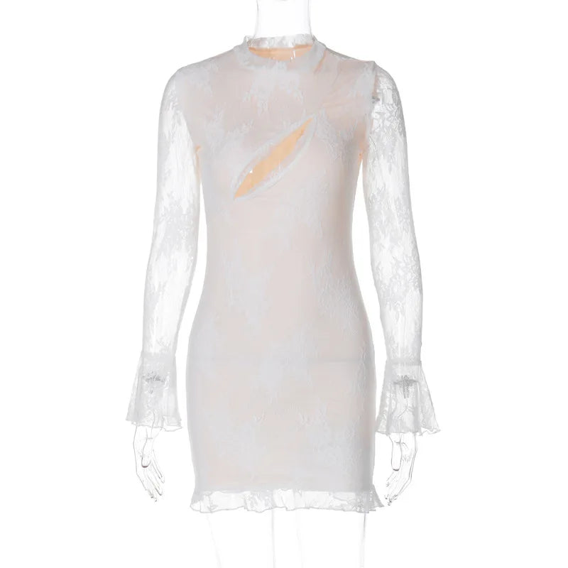Lunivop Lace O Neck Hollow Out Sexy Elegant Women'S Dresses Evening Party Summer Prom Ladies 2024 New Casual Clothes