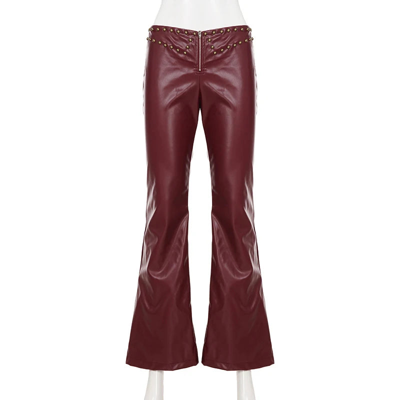 Lunivop  BKLD Hot Girls Stylish Sexy Rivet Low Waist Slim Fit Zipper Package Hips Casual Trousers Bottoms Club High Street Y2K Pants