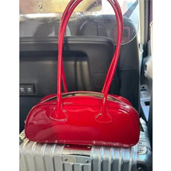 Lunivop Red Underarm Bag Purse Women High Street Hot Girls Patent Leather Casual Handbag Female Vintage Bowling Bag Aesthetic