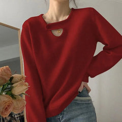 Lunivop 2025 Buckle V-neck Pullover Shoulder Bottom Sweater Women's Winter New Thick Inner Knitwear Loose Lazy Style Top