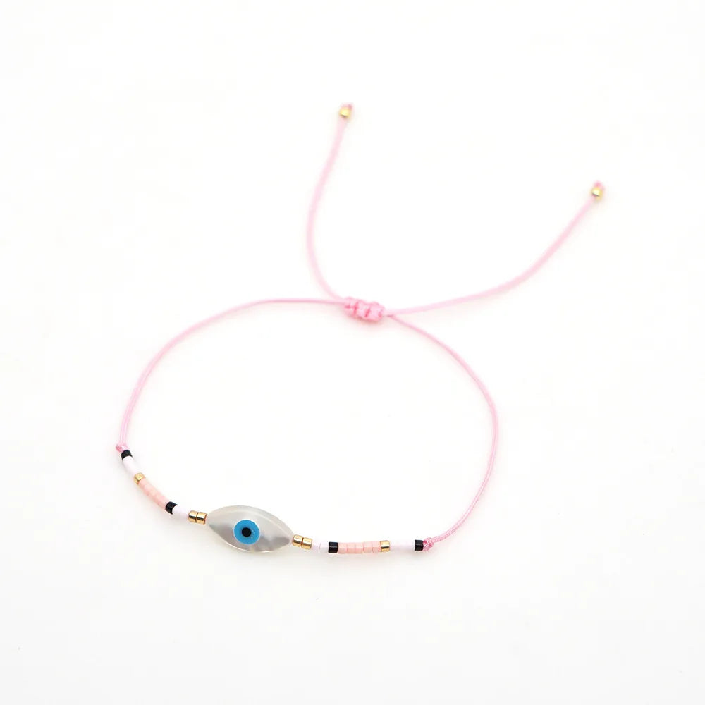 Lunivop Bohemia Lucky Evil Eye Shell Beaded Weaving Bracelet for Women Stacked Bead Bracelet Summer Beach Party Jewelry Gift