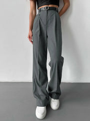 Lunivop  Korean Fashion Women Suit Pants Simple Commuting Loose Straight Trousers New High Waist Wide Pants Woman Clothes