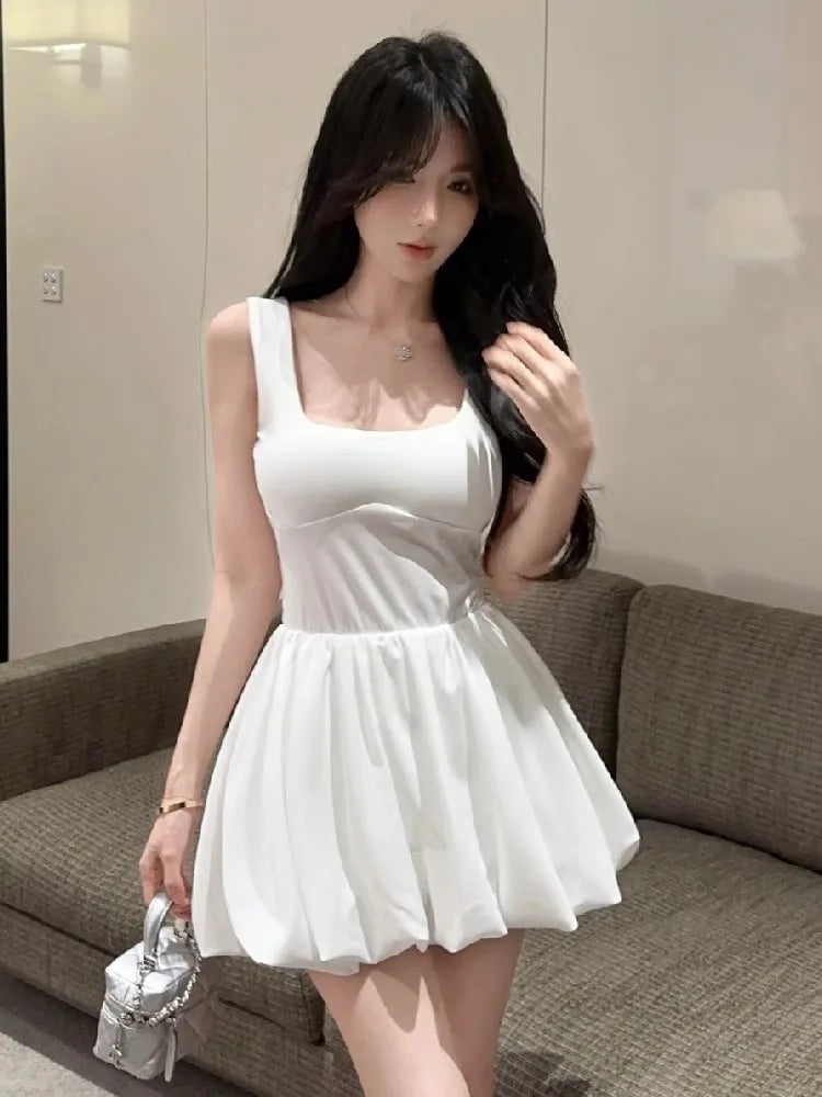 Lunivop  Woman Dress Fashion Sexy Square Collar Sleeveless Slim Summer New Bud Mini Dresses Party Female Clubwear Elegant