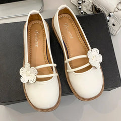 Lunivop Shoes Woman Trend New Solid Flower Flats Mary Jane Zapatos Casual JK Dress Leather Round Toe Sandals Spring Summer Autumn