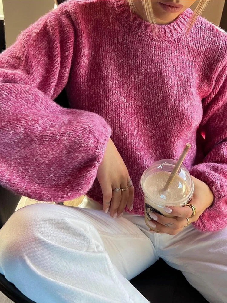 Lunivop  Women's Sweater Fashion Cute Vintage Solid Backless Knitted Pullovers Knitwear Long Sleeves O-Neck Female Chic Lady Tops