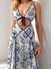 Lunivop  Chic Printed Hollow Out Beach Dresses Fashion Women Sleeveless Backless Maxi Dress Summer New Holiday Lady Party Vestidos