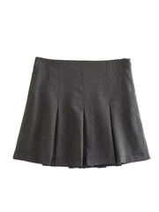 Lunivop  Vintage Dark Grey Mini Skirts Women Ruffles Pleated Sexy Shorts Skirts Female Fashion Streetwear Mujer Faldas