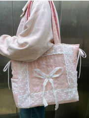 Lunivop  New Lace Women Tote Bags Versatile Bow Shoulder Bag