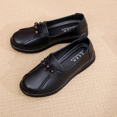 Lunivop  Genuine Leather Women Flat Shoes With On Casual Ballet Flats Female Comfortable Wedge Shoes Retro Mom Single Shoes