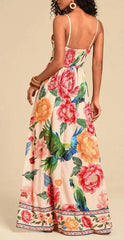 Lunivop  New Spaghetti Strap Fashion Printed V-Neck Long Dresses Floral Patterns Women Clothing Party Clubwear Sleeveless Dress
