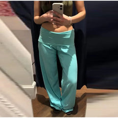 Lunivop  Fashion Green Women's Trousers Loose Four Seasons Wild High Waist Wide Leg Pants Female Summer Holiday Lady Solid Pant New