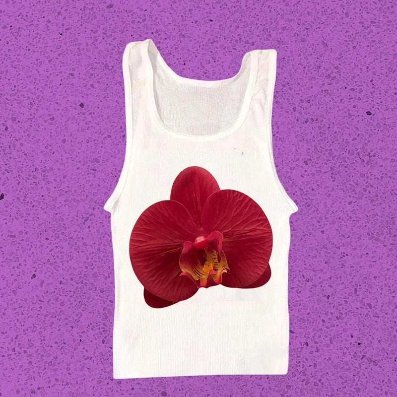 Lunivop Crop Tops Y2k Flower Vintage Top for Women 90s Vintage Clothes Women's Cropped Aesthetic Clothing Trashy  2000s Harajuku Woman