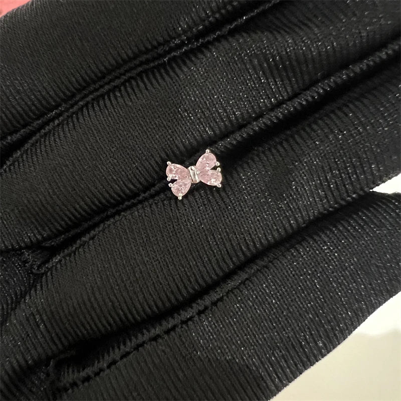 Lunivop 1PCS Cute Pink Zircon 316L Stainless Steel Ear Bone Nail New Fashion Y2K Punk Small Earring for Women Cochlea Jewelry Party Gift