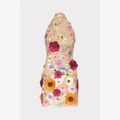 Lunivop  Embroidered Floral Dress Slim Fit  Dress for Women Short Ball Gown Style Casual Party Wear Spring Collection