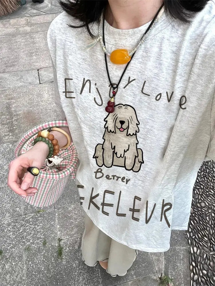 Lunivop  Women T Shirts Preppy Style Cartoon Printed Short Sleeve Summer Fashion Loose Sweet Tops Funny Female Tshirt Casual