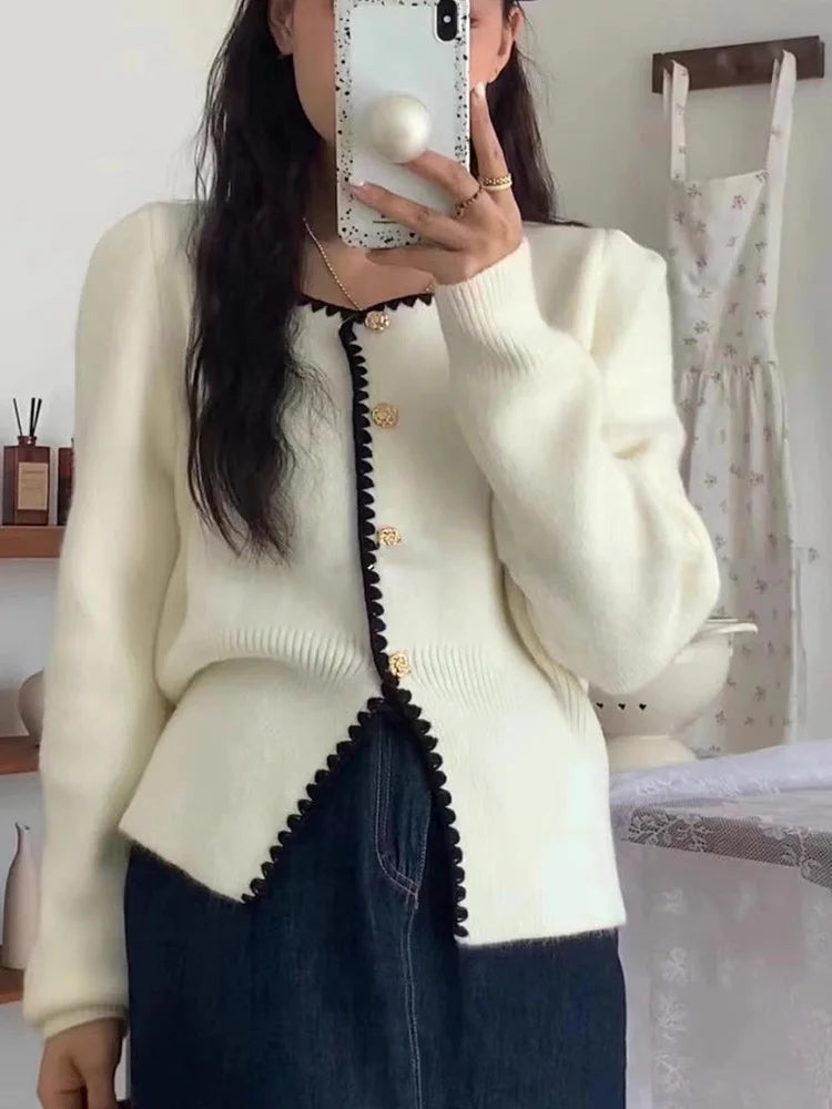 Lunivop Sweet Chic Soft Cardigan Women Long Sleeve Fashion O Neck Knitted Jacket Fall Korean Casual Female Elegant Buttons Tops Cute New