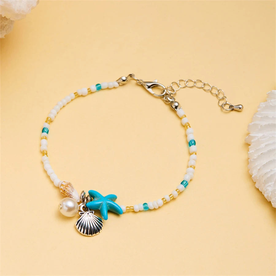 Lunivop New Trendy Simple Colorful Star Shell Pearl Pendant Bracelet for Women Niche Design Beach Holiday Jewelry Gifts