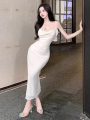 Lunivop  Woman Dress Sleeveless Lace Patchwork Slim Backless Sweet Elegant Temperament Party Dresses Sexy Ladies Fashion