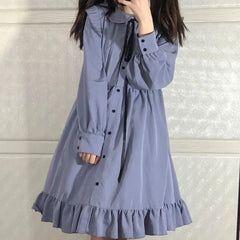 Lunivop  Korean Fashion Preppy Style Doll Collar Womens Dresses Japanese Kawaii Lolita Short Dresses Summer Party Dress