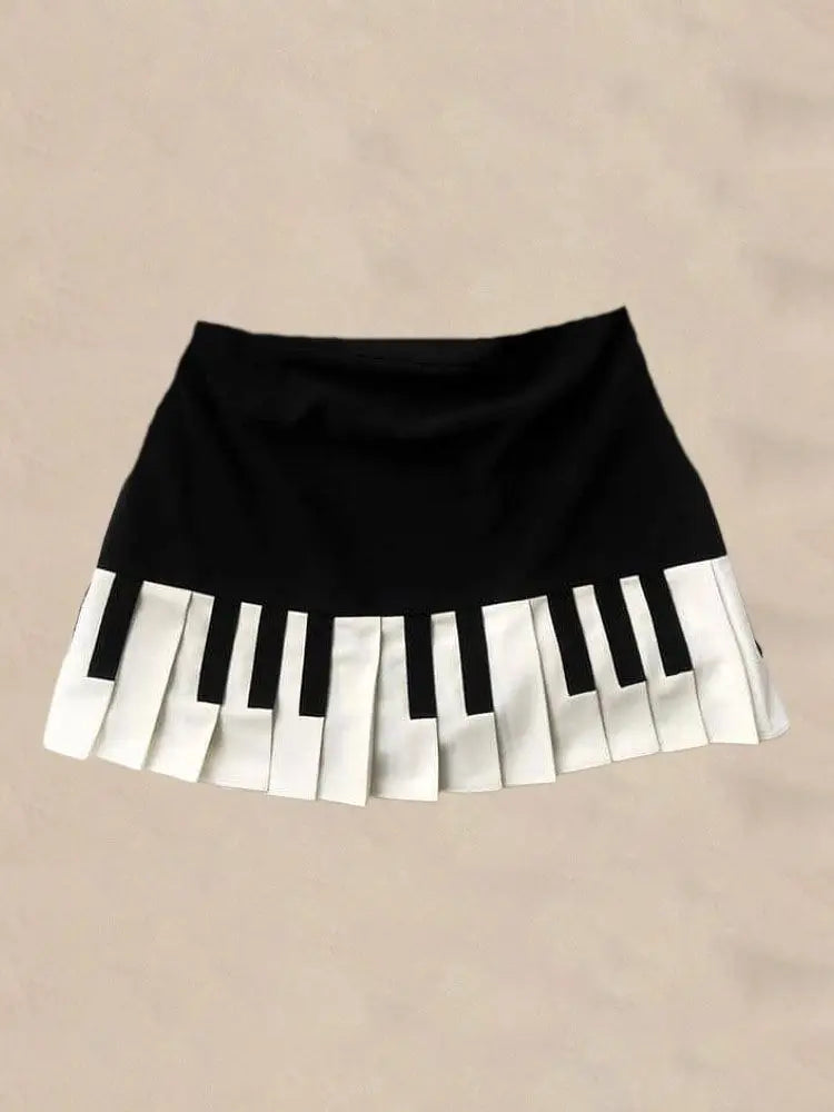 Lunivop  Sweet Black White Patchwork Short Skirt for Women Y2k High Waist Pleated Skirts Summer New All-match Falda Sexy Mujer