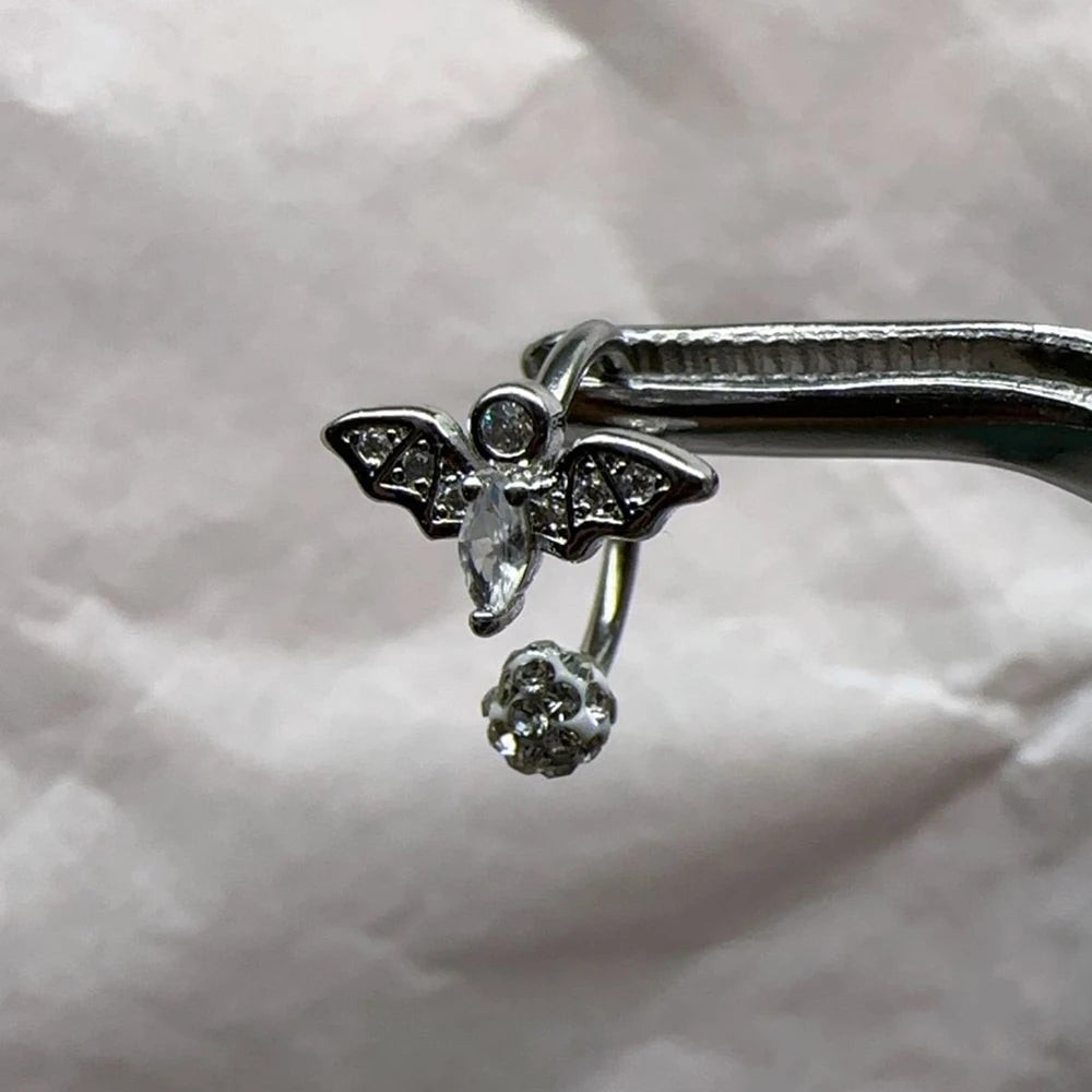 Lunivop  1pc Punk Cool Bat Lip Ring C-shaped Stainless Steel Zircon Labret Piercing Lip Ring Cartilage Fashion Body Jewelry Gifts